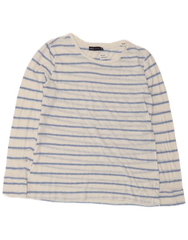 Blusa feminina Marks & Spencer UK 14 poliéster listrado branco médio