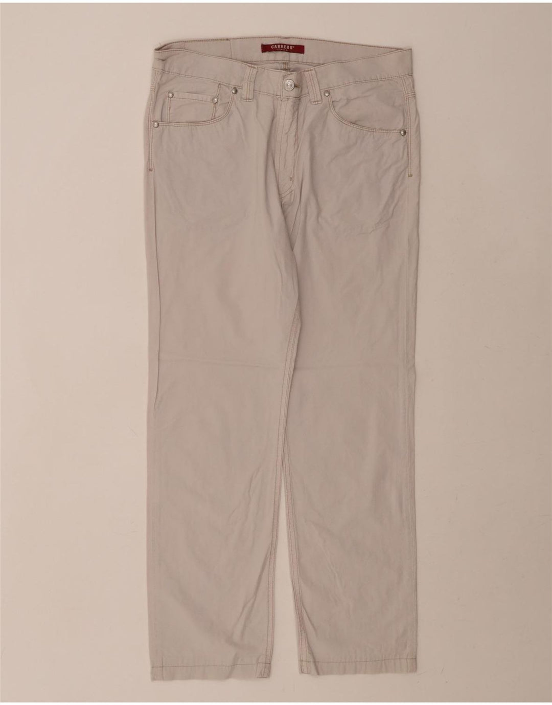 CARRERA Mens Straight Casual Trousers W33 L28 Off White Cotton Vintage Carrera and Second-Hand Carrera from Messina Hembry 