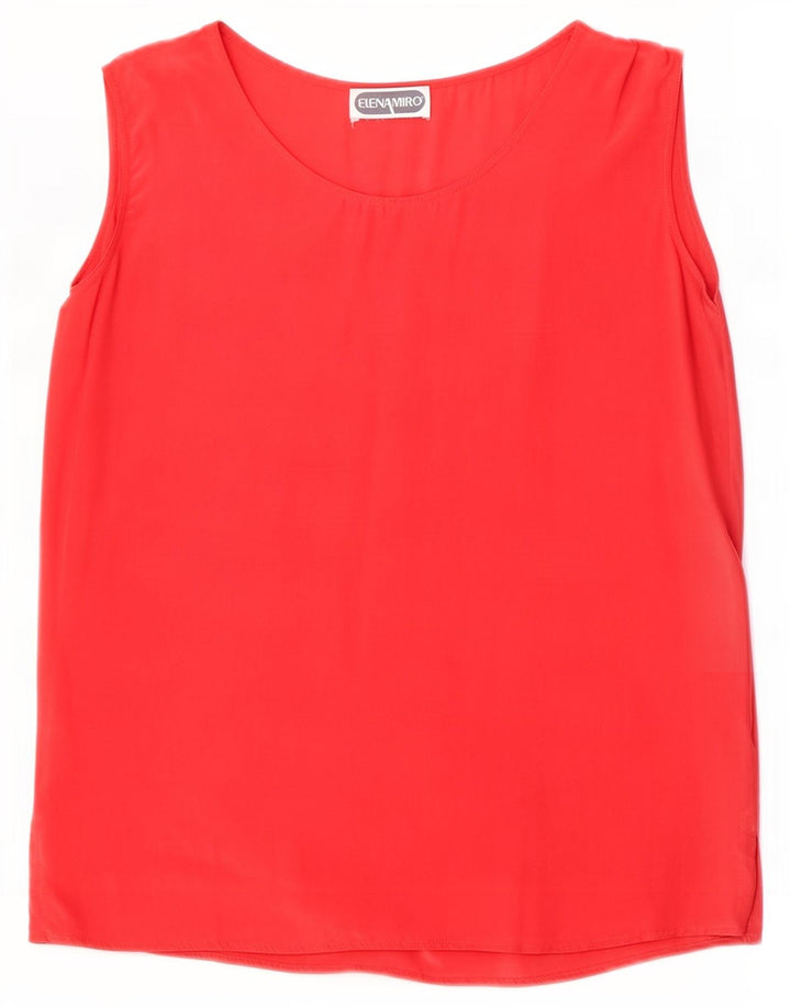 Blusa feminina sem mangas ELENA MIRO Reino Unido 16 grande seda vermelha