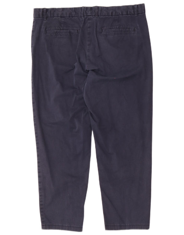 Calça chino reta feminina Gap US 12 grande W36 L25 algodão azul marinho
