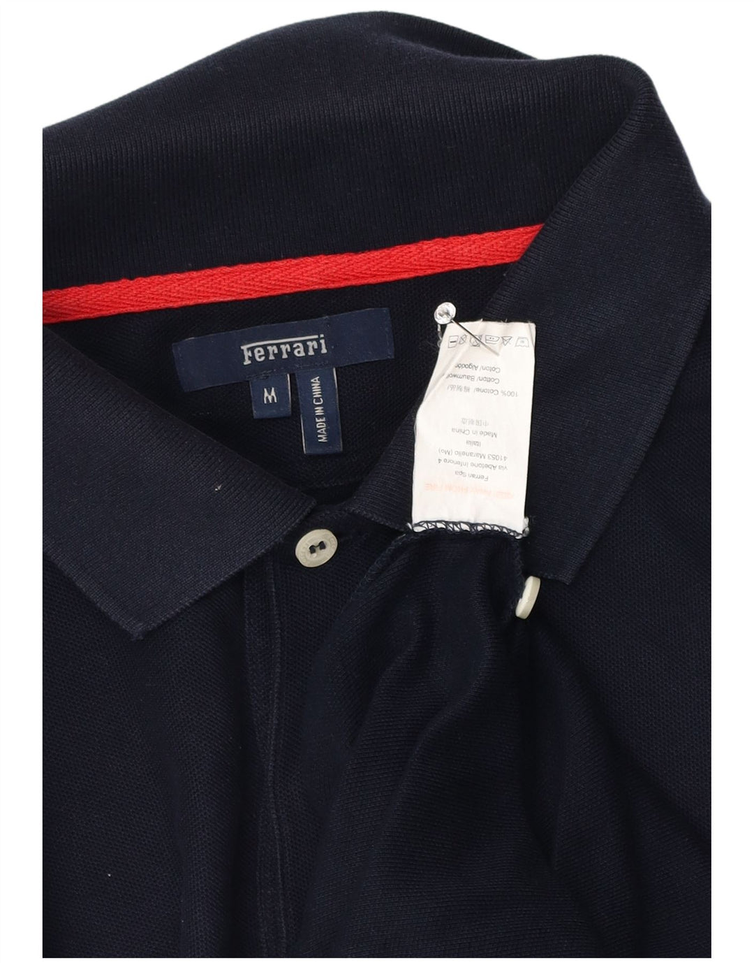 Camisa polo masculina Ferrari média azul marinho algodão