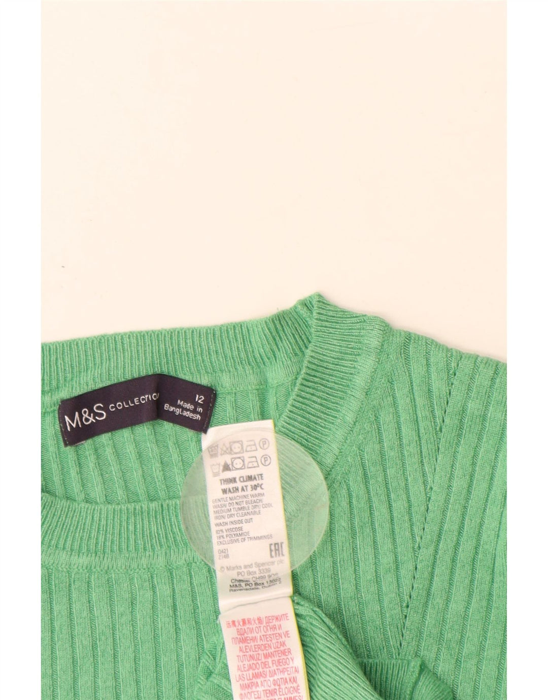 Suéter feminino MARKS & SPENCER com gola redonda Reino Unido 12 verde médio