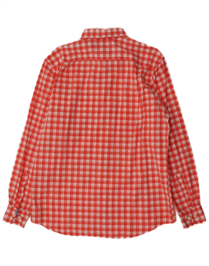 Camisa masculina Nautica de algodão guingão vermelho médio