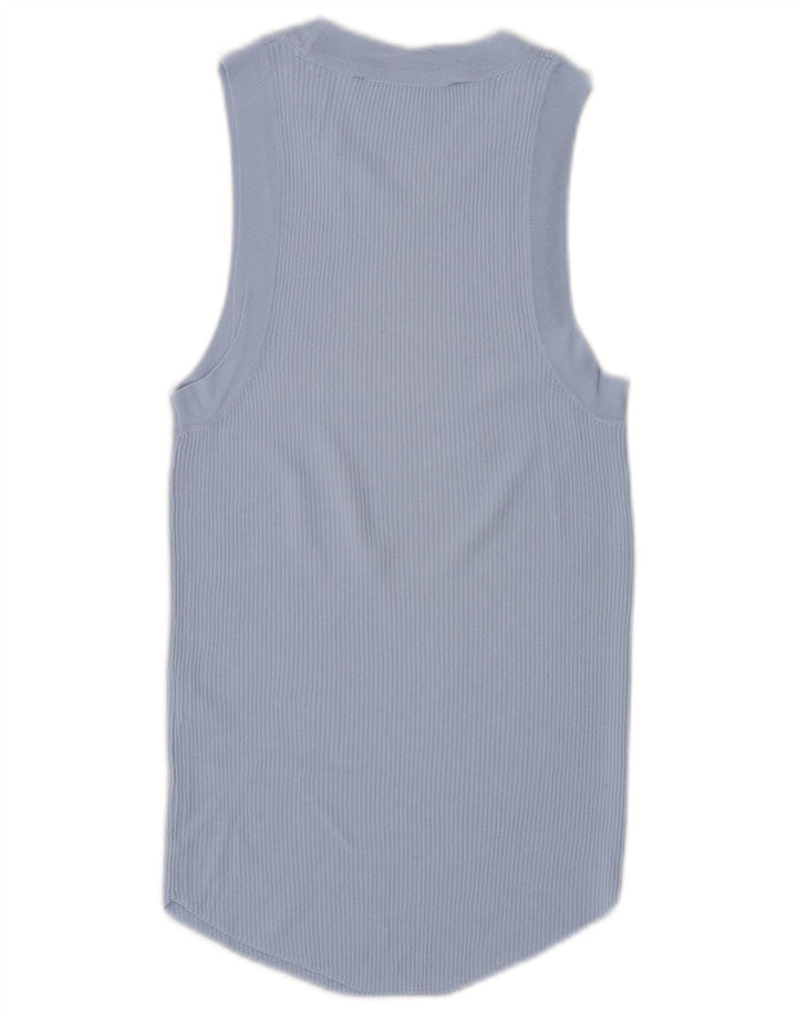 Colete feminino Zara UK 12 viscose azul médio