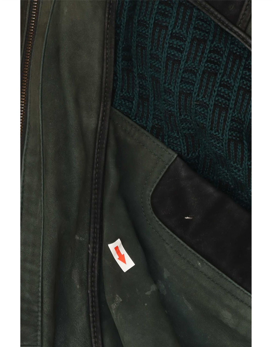 Jaqueta de couro masculina vintage EU 52 XL verde colorblock