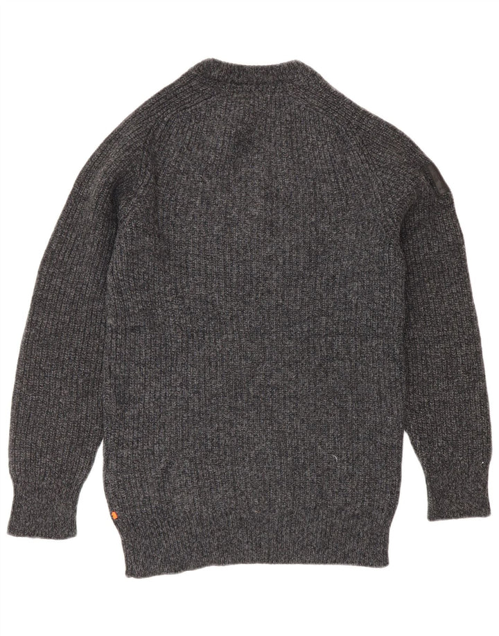 Suéter feminino Superdry com gola redonda e lã cinza pequena