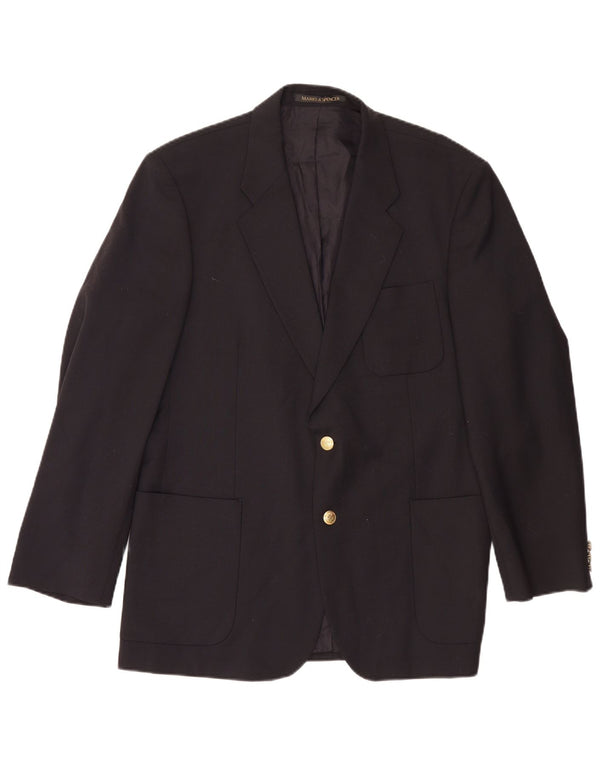 Jaqueta blazer masculina de 2 botões Marks & Spencer Reino Unido 42 grande azul marinho poliéster