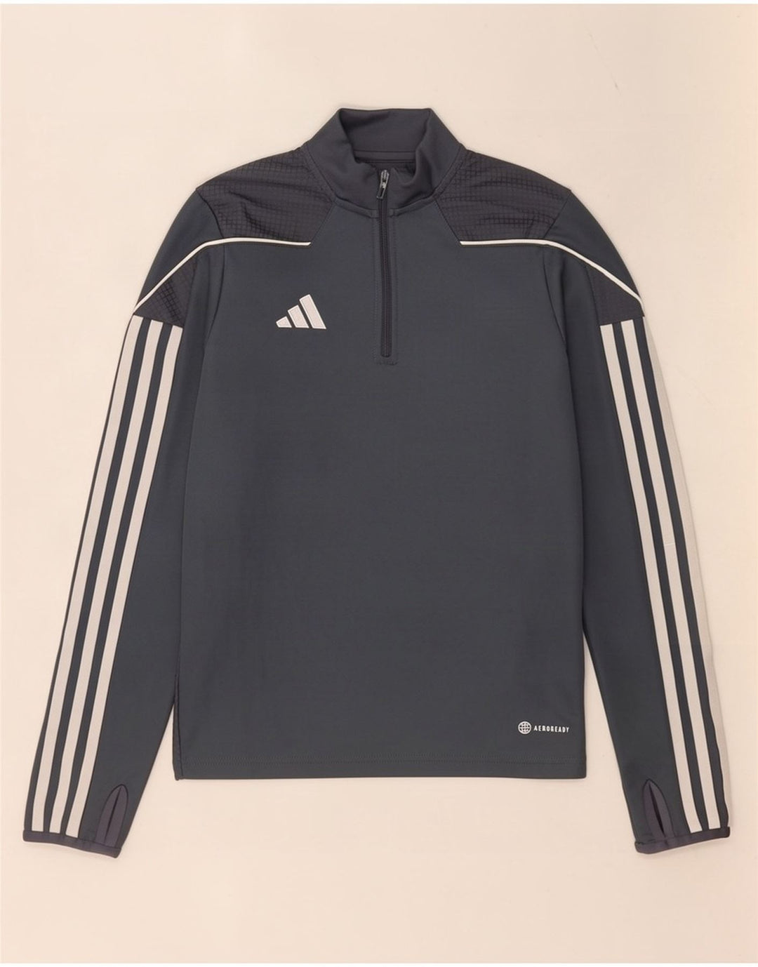 Adidas Meninos Aeroready Zip Neck Pullover Treino Top 11-12 Anos Cinza
