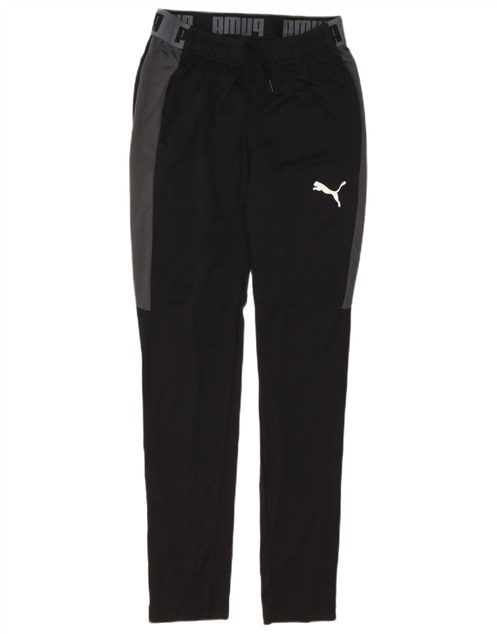 Calça de treino masculina Puma pequena preta colorida em poliéster esportivo