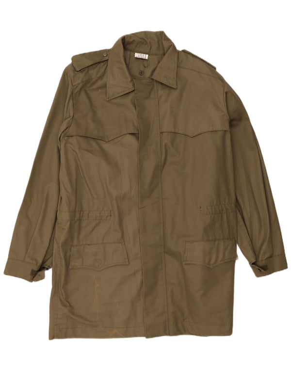 Sobretudo militar masculino vintage IT 50 algodão cáqui grande