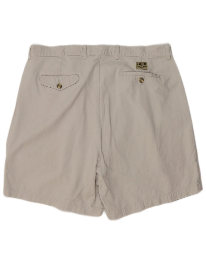 Izod Mens Pegged Chino Shorts W38 XL Algodão Cinza