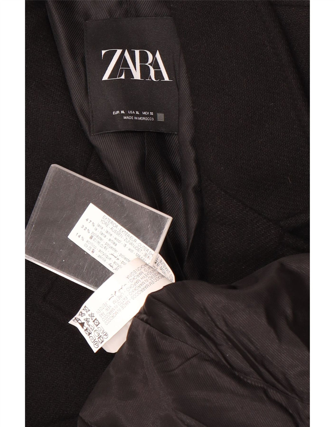 Sobretudo feminino Zara UK 18 XL lã preta