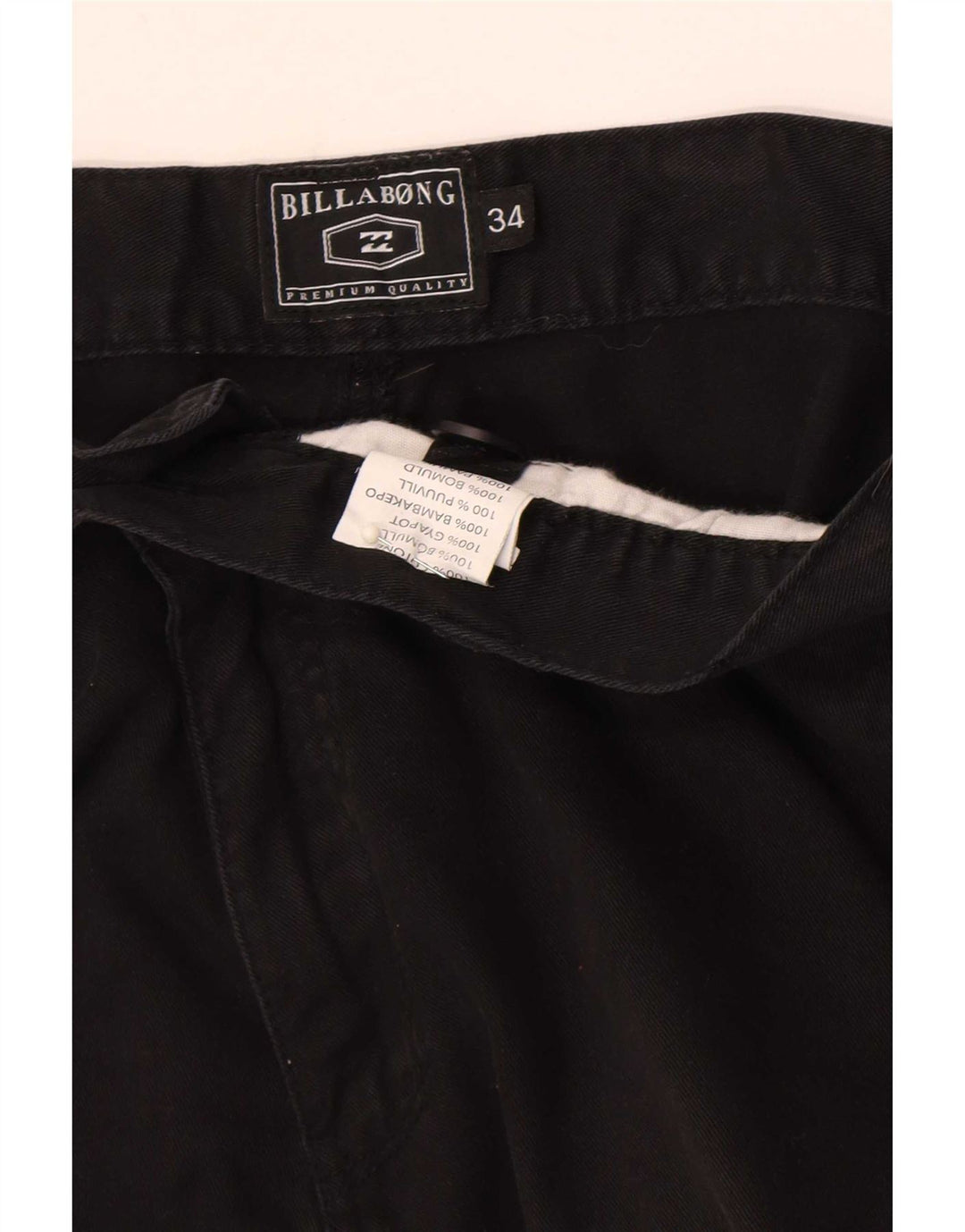 Shorts cargo masculino Billabong W34 grande algodão preto