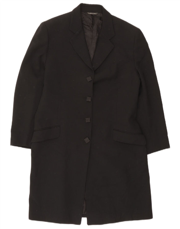 Jaqueta Blazer Feminina Vintage Longline 4 Botões Reino Unido 14 Médio Preto