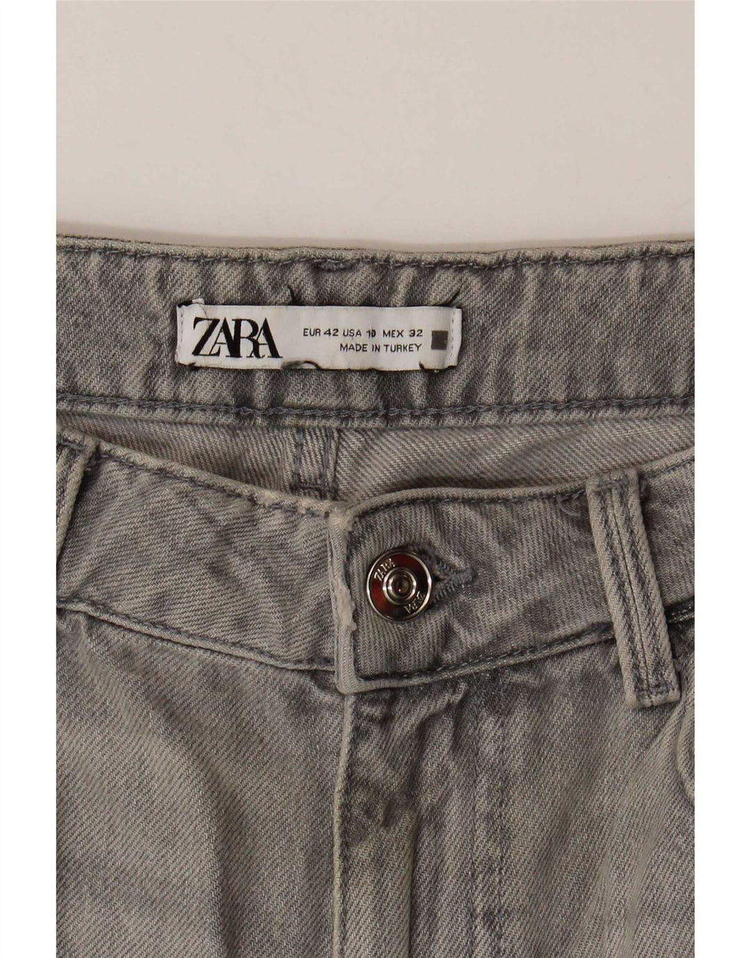 Calça Jeans Cônica Feminina Zara EU 42 Grande W32 L27 Cinza