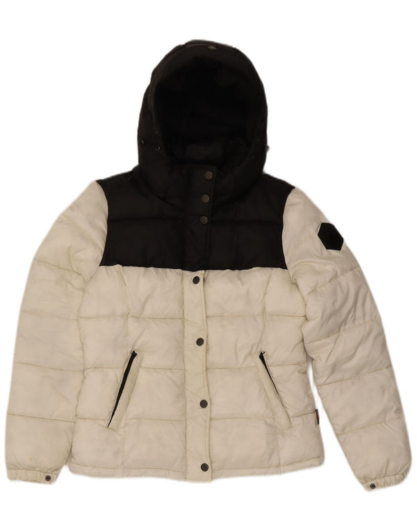 Jaqueta acolchoada com capuz feminina Lumberjack IT 42 Medium White Colourblock