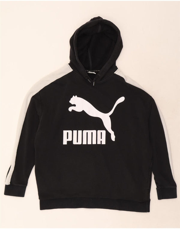 Puma feminino gráfico oversized moletom com capuz UK 12 médio preto colorblock