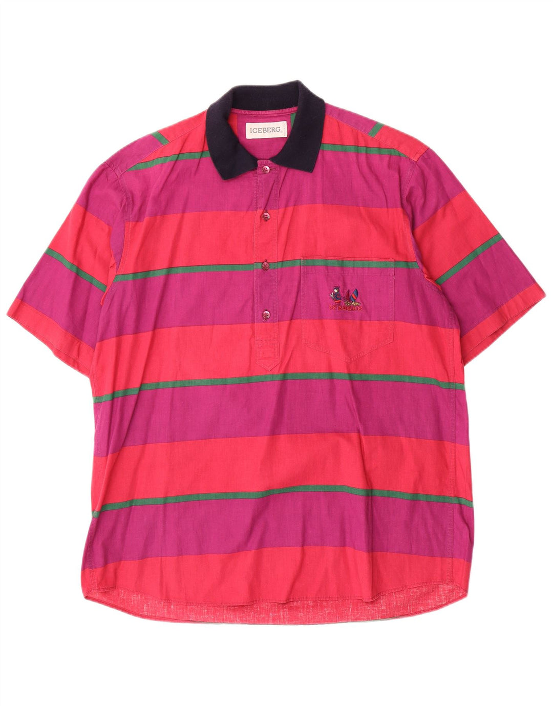 Camisa pulôver masculina de manga curta ICEBERG grande algodão listrado roxo