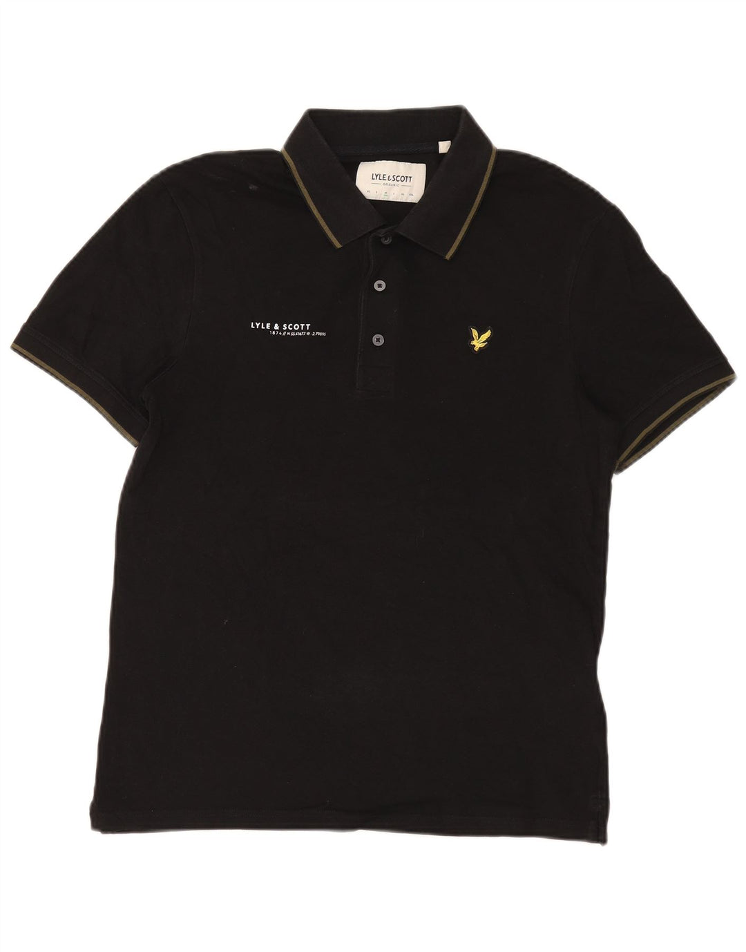 Camisa polo masculina Lyle & Scott de algodão preto médio