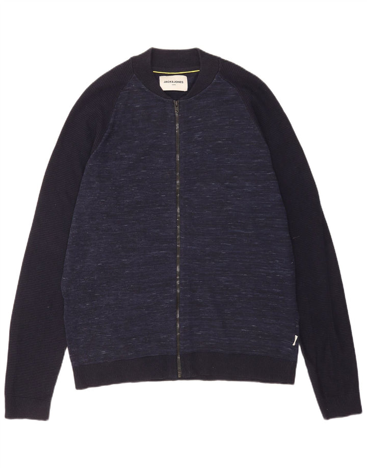 Suéter cardigã masculino Jack & Jones XL azul marinho manchado