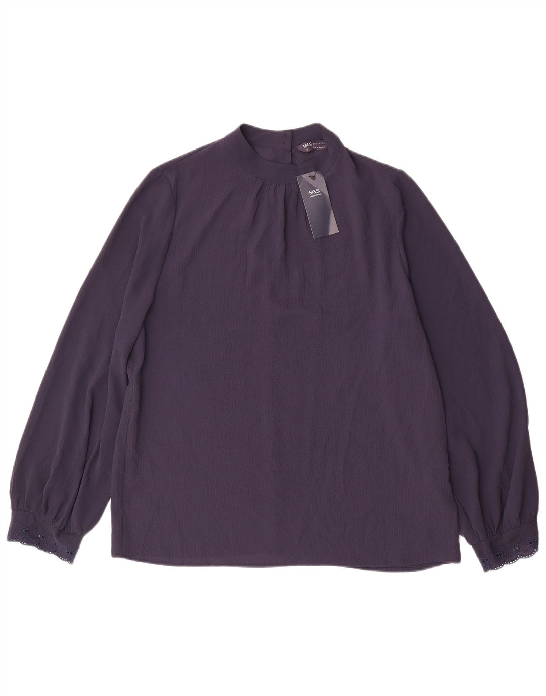 Blusa feminina de manga comprida Marks & Spencer Reino Unido 12 médio azul marinho