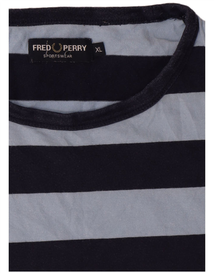 Camiseta masculina Fred Perry Top XL algodão listrado azul