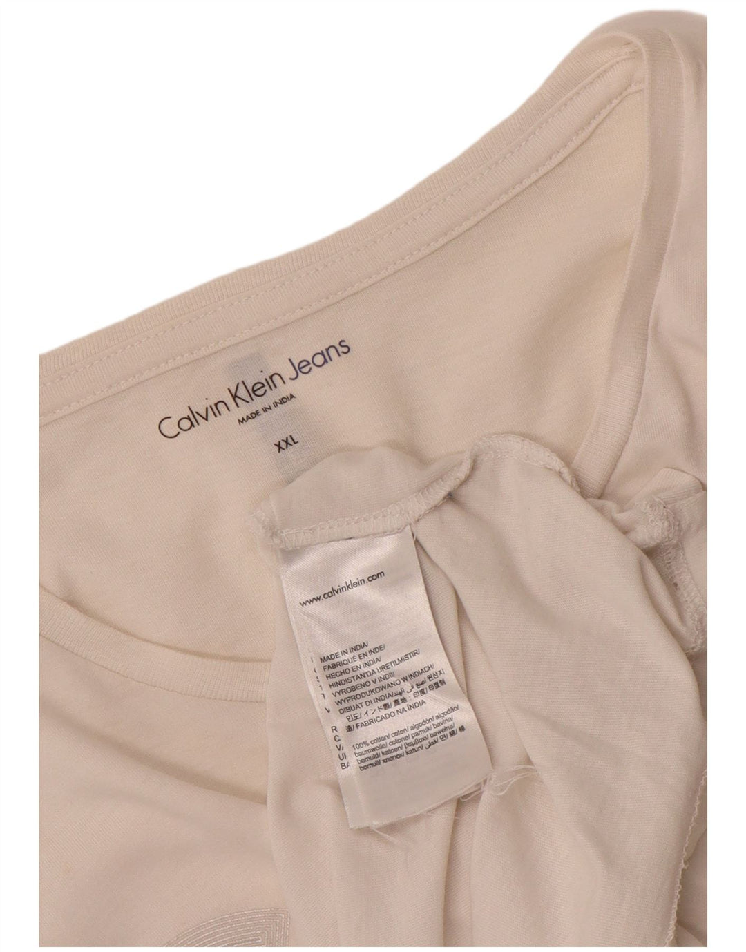 CALVIN KLEIN JEANS Camiseta gráfica masculina Top 2XL algodão branco