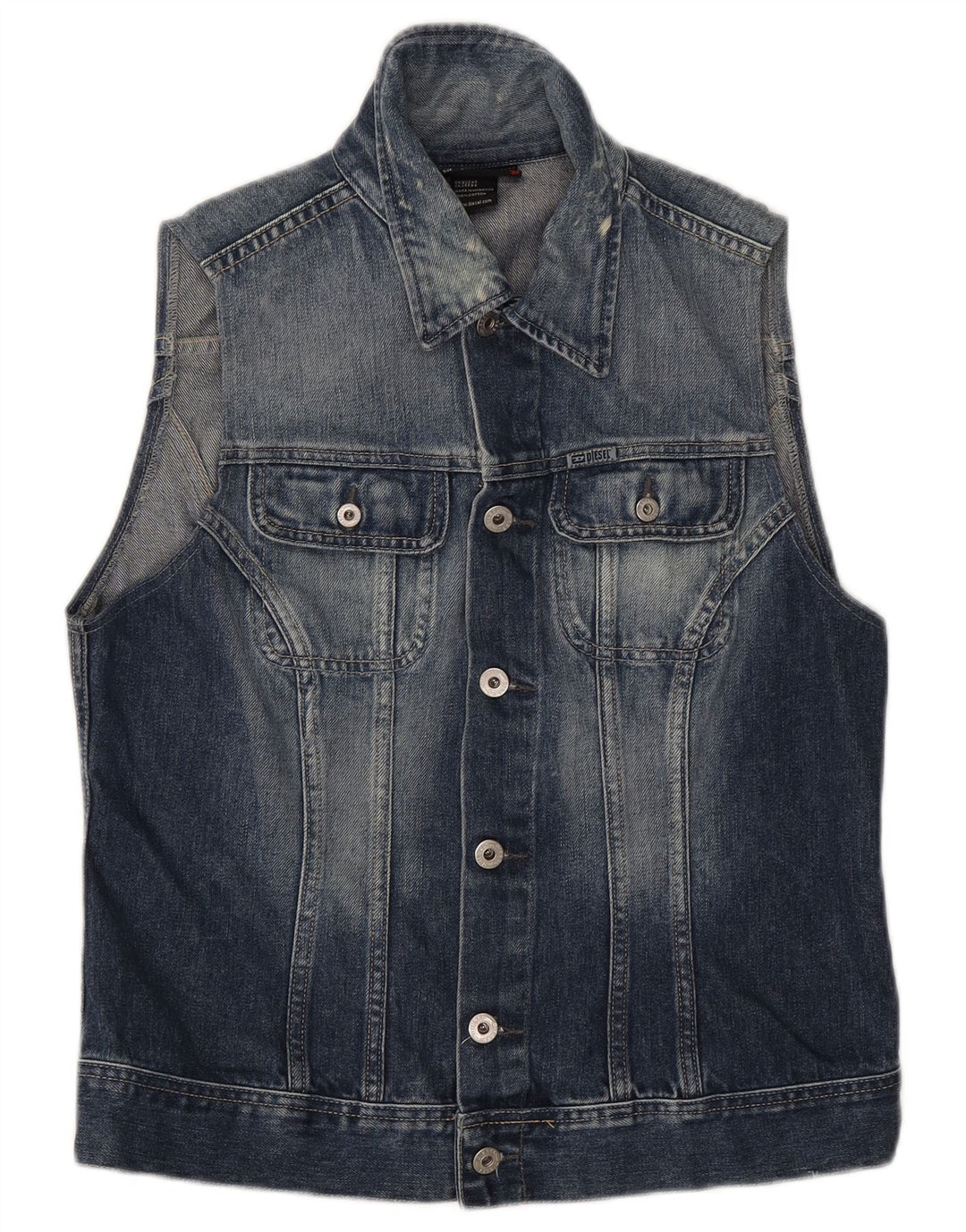 Diesel Mens Denim Gilet UK 40 Grande Algodão Azul