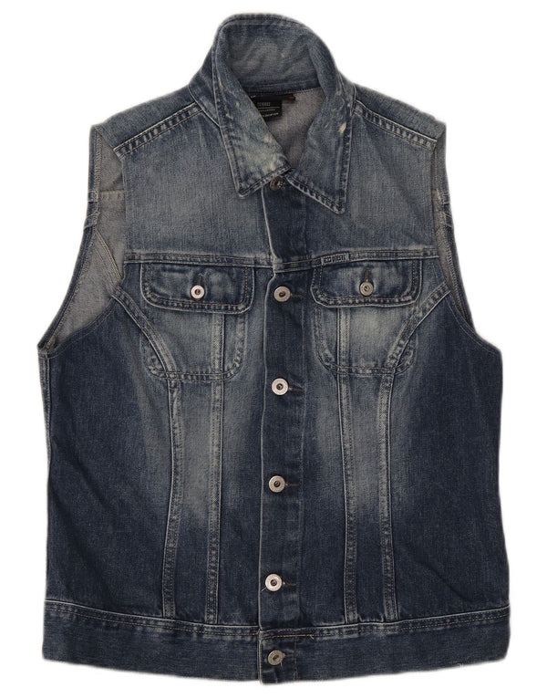 Diesel Mens Denim Gilet UK 40 Grande Algodão Azul