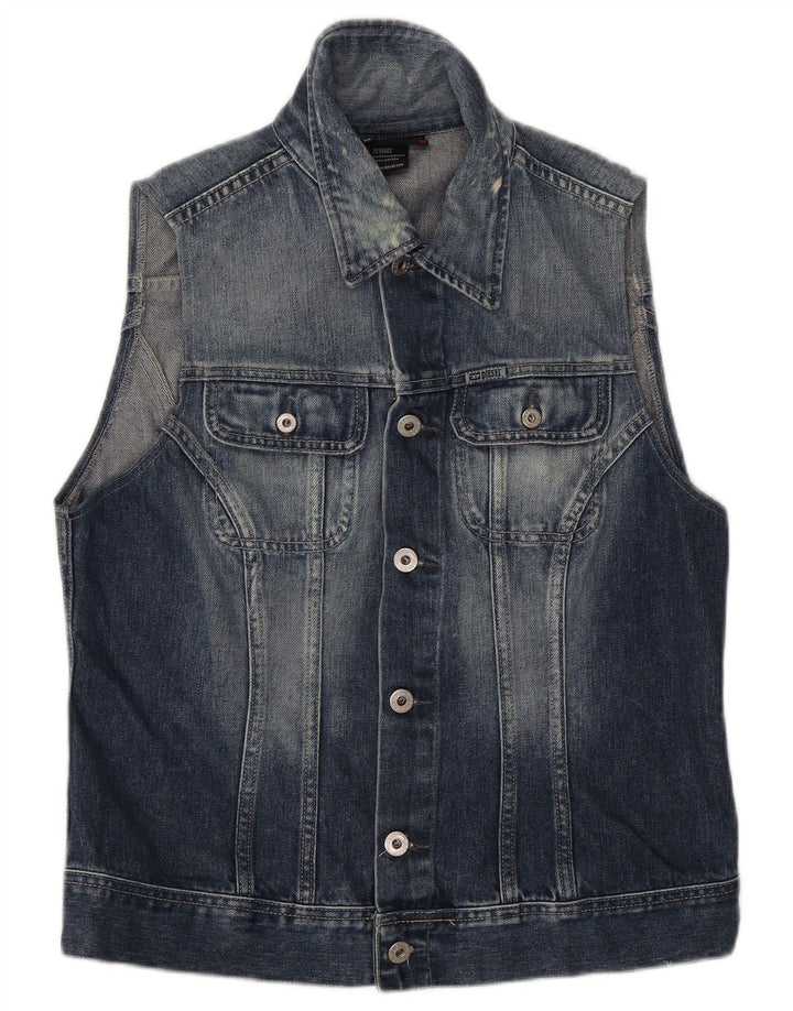 Diesel Mens Denim Gilet UK 40 Grande Algodão Azul