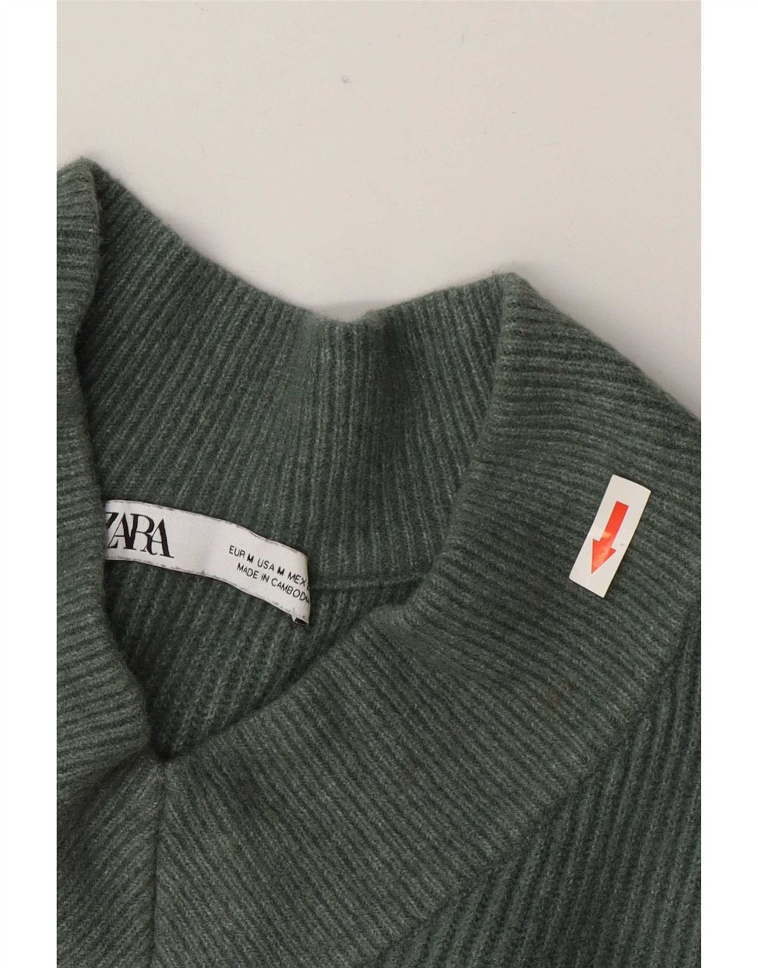 Zara Suéter feminino oversized com decote em V Reino Unido 14 acrílico verde médio