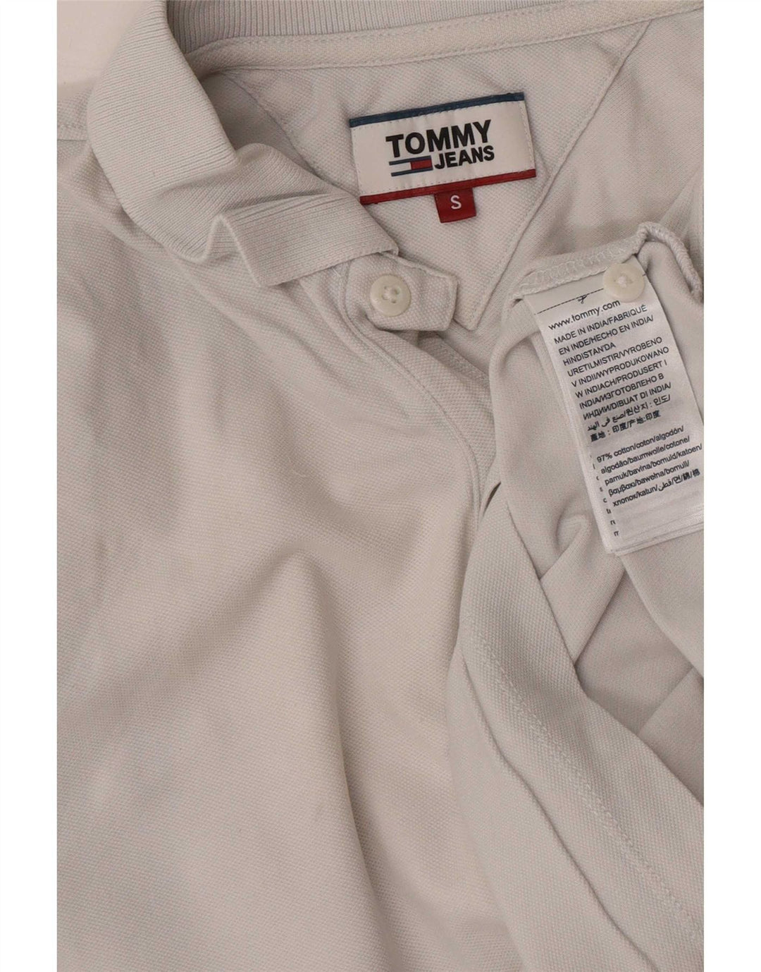 Camisa polo masculina Tommy Hilfiger pequena algodão branco