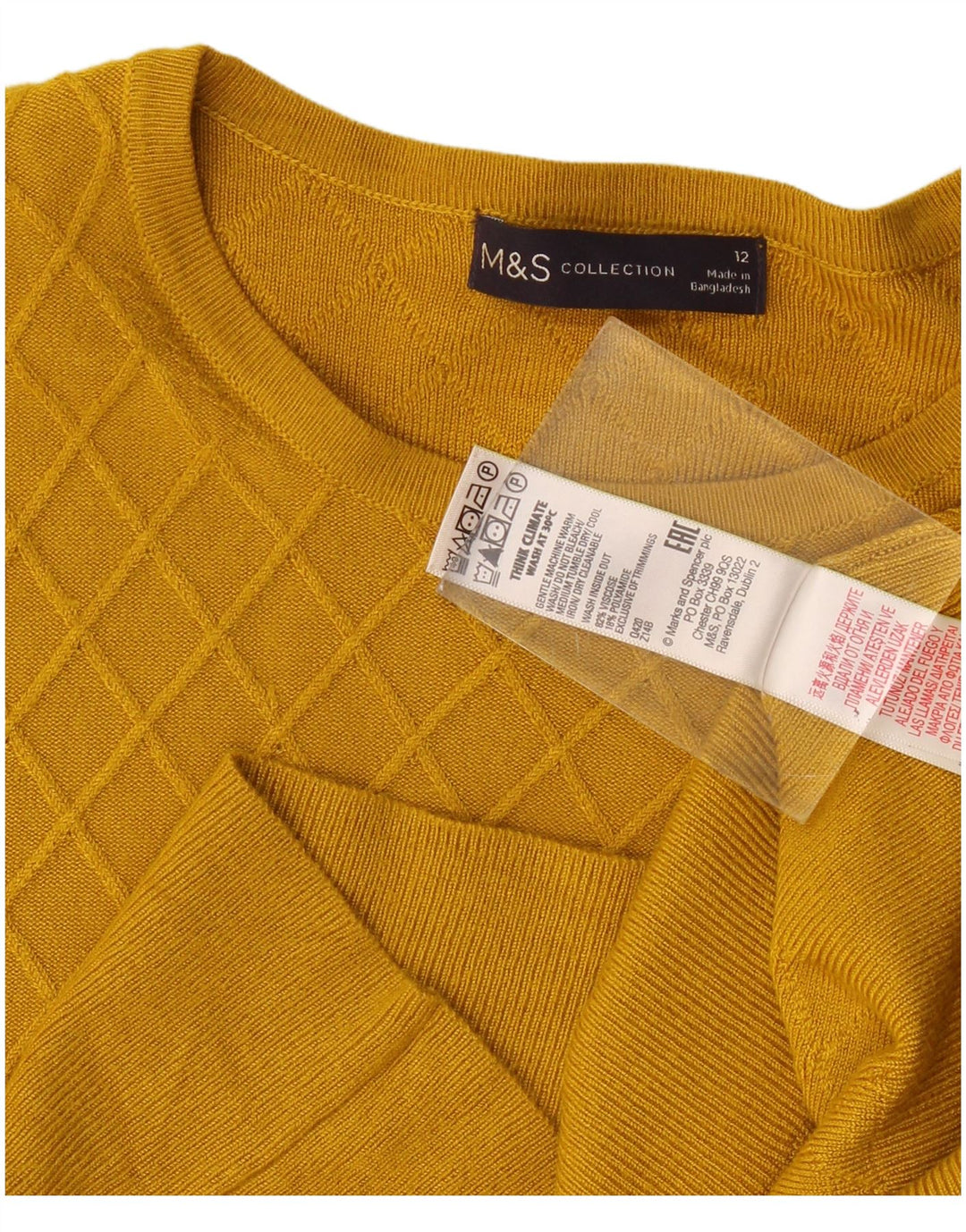 Suéter feminino Marks & Spencer com gola canoa Reino Unido 12 médio amarelo