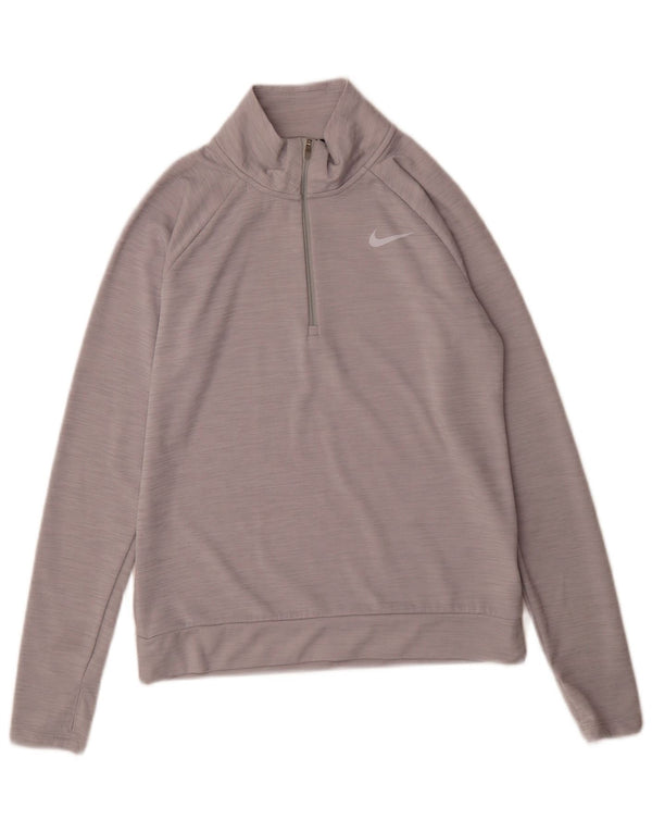 Nike Mens Zip Neck Regular Fit Treino Top XS Cinza Flecked Sports
