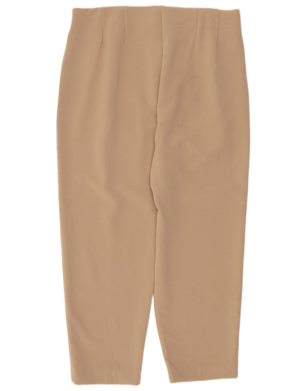 Calças cortadas cônicas femininas Marks & Spencer UK 14 médio W30 L24 bege