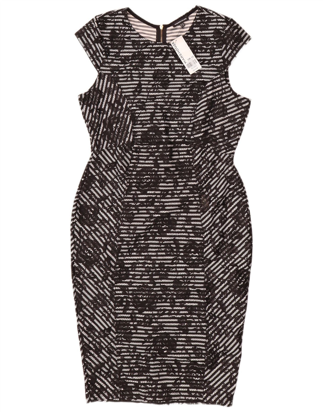 Vestido bodycon feminino Warehouse UK 12 poliéster floral preto médio