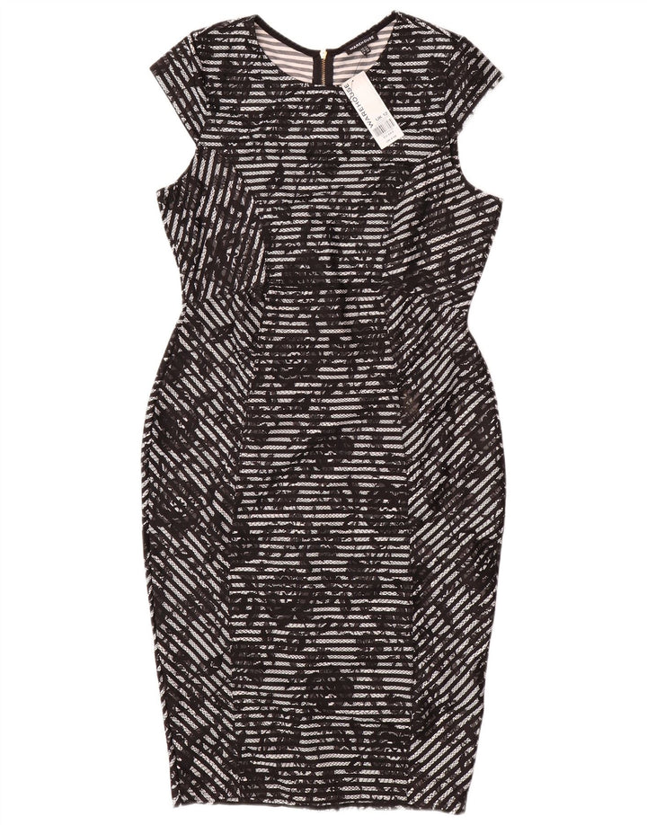 Vestido bodycon feminino Warehouse UK 12 poliéster floral preto médio