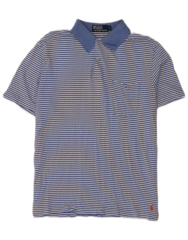 Camisa masculina Polo Ralph Lauren listrada azul média