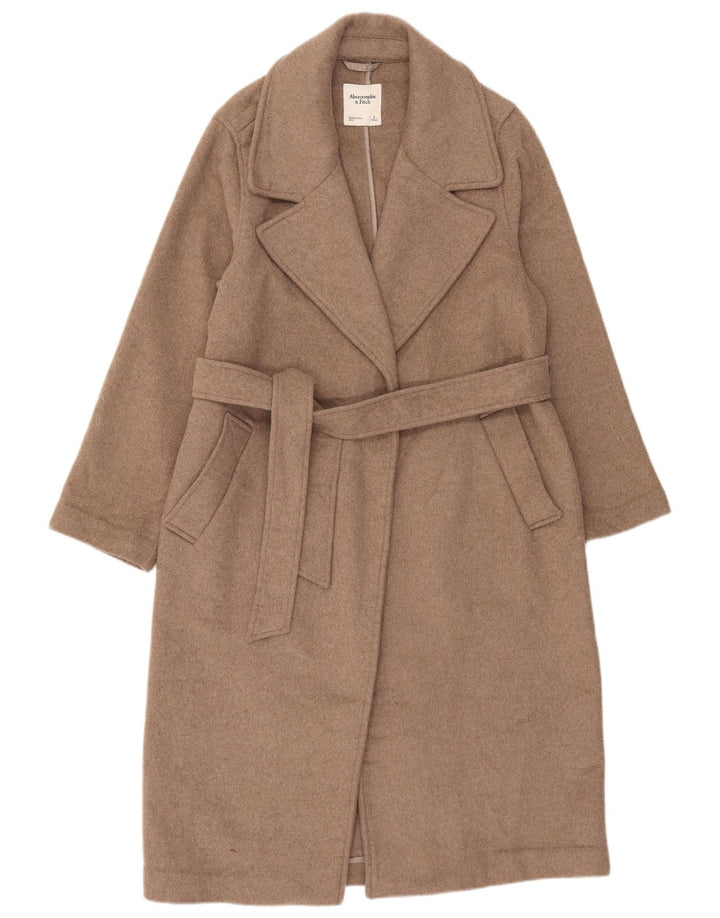 Sobretudo feminino Abercrombie & Fitch UK 10 pequeno poliéster bege