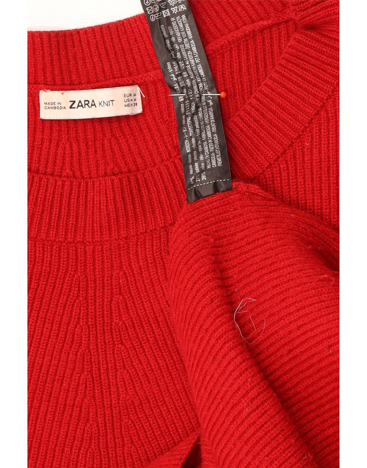 Zara Suéter feminino oversized com gola canoa Reino Unido 14 viscose vermelha média