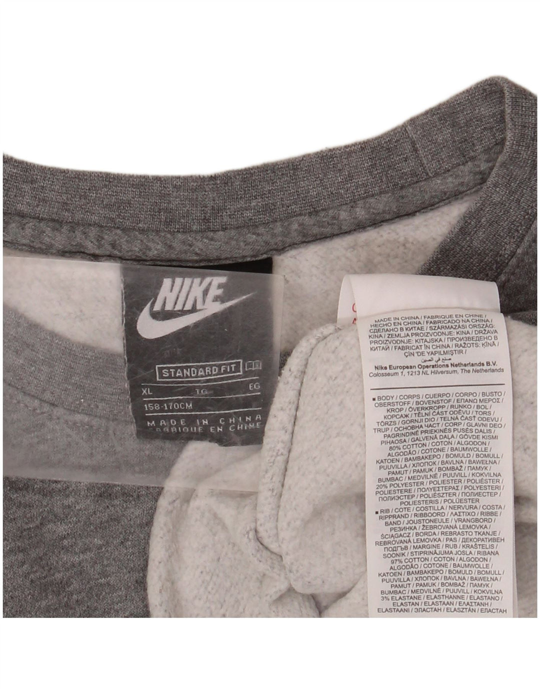 NIKE Meninos Gráfico Suéter Jumper 13-14 Anos XL Cinza Flecked