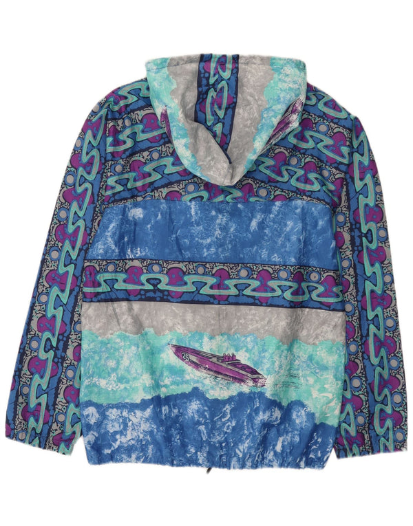 Vintage Mens Abstract Pattern Hooded Rain Jacket IT 52 XL Multicoloured