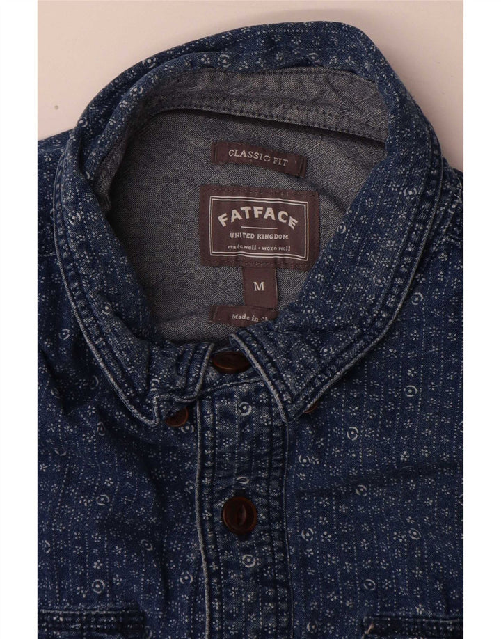 Camisa jeans masculina Fat Face Classic Fit algodão floral azul médio