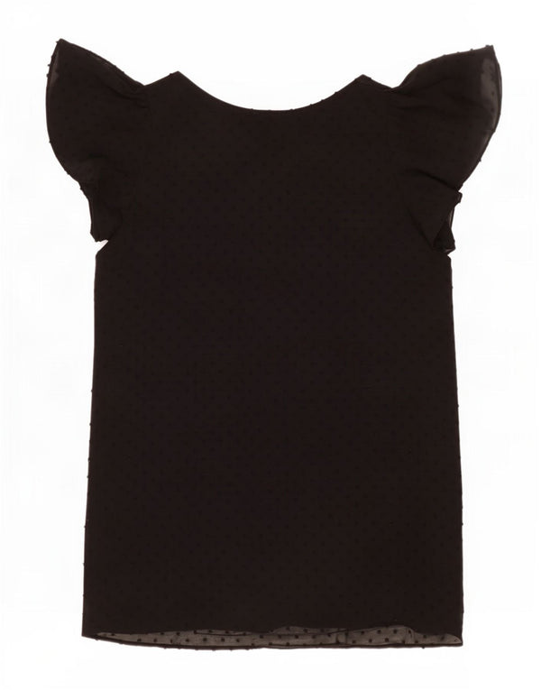 Vestido básico feminino Zara UK 10 pequeno poliéster manchado preto