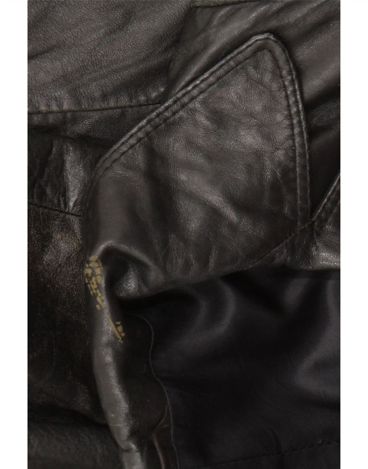 Jaqueta de couro feminina vintage IT 50 XL couro preto