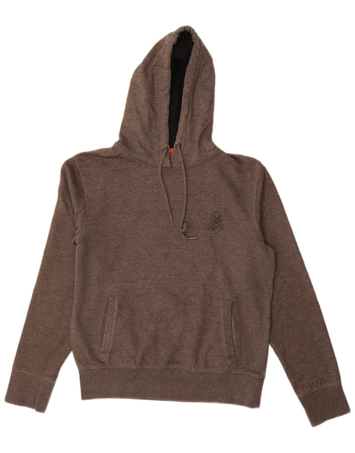 Suéter com capuz gráfico masculino Jack & Jones algodão cinza médio