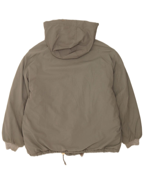 Jaqueta corta-vento masculina Carrera com capuz gráfico UK 42 XL cinza colorblock