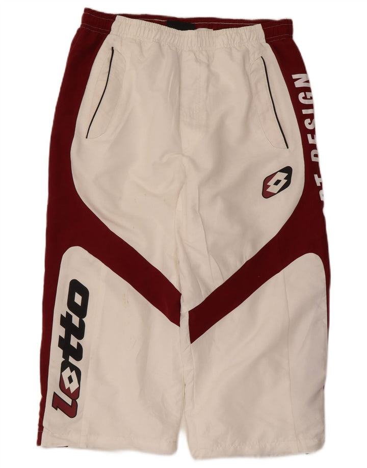 Lotto Mens Graphic Sport Shorts Médio W32 L20 Branco Colorblock Poliéster