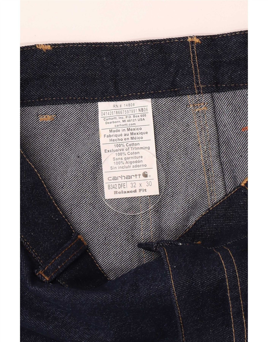 Carhartt Mens Cargo Jeans W32 L27 Azul Marinho Algodão