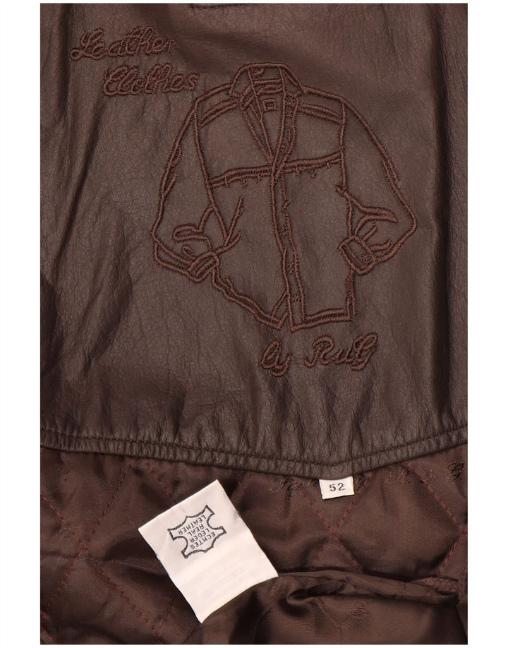 Jaqueta de couro masculina vintage IT 52 XL couro marrom